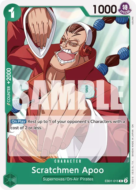 Scratchmen Apoo, One Piece card EB01-015 — MEMORIAL COLLECTION set