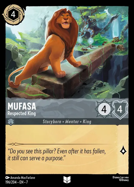 Mufasa - Respected King, Disney Lorcana card CH7-196 — Archazia's Island set