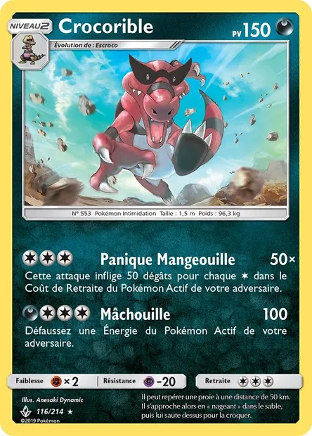 Crocorible, carte Pokémon UNB 116 — extension Alliance Infaillible