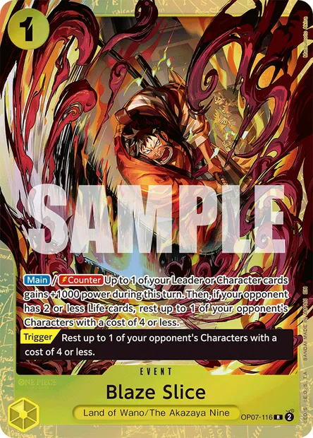Blaze Slice, One Piece card OP07-116 — 500 YEARS IN THE FUTURE set