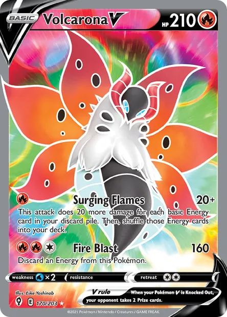 Volcarona V, Pokémon card EVS 170 — Evolving Skies set