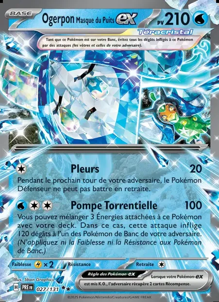 Ogerpon Masque du Puits-ex, carte Pokémon PRE 027 — extension Évolutions Prismatiques