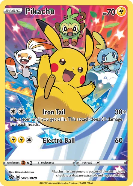 Pikachu, Pokémon card SWSH 020 — SWSH Black Star Promos set