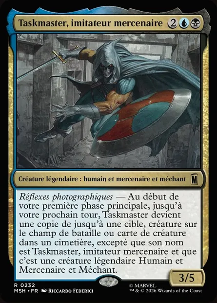 Taskmaster, imitateur mercenaire, carte Magic MSH 232 — extension Marvel Super Heroes