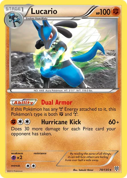 Lucario, Pokémon card PLS 78 — Plasma Storm set