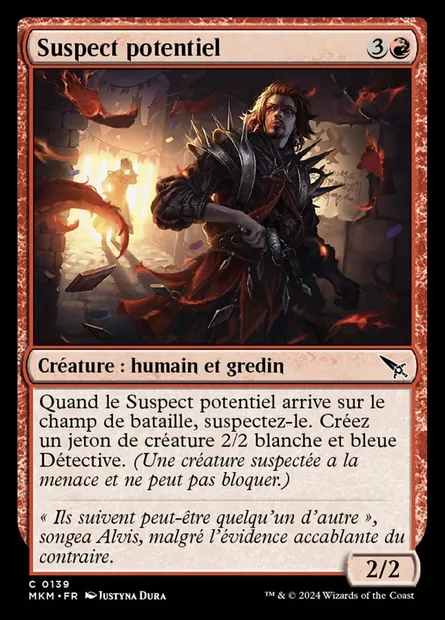 Suspect potentiel, carte Magic MKM 139 — extension Murders at Karlov Manor