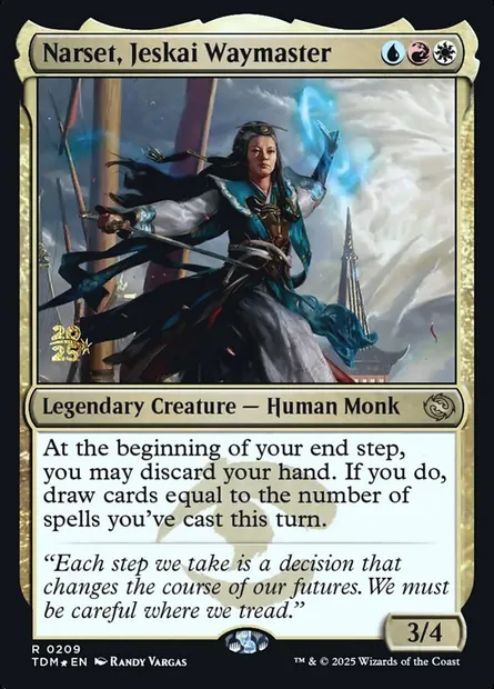 Narset, Jeskai Waymaster, Magic card PTDM 209s — Tarkir: Dragonstorm Promos set