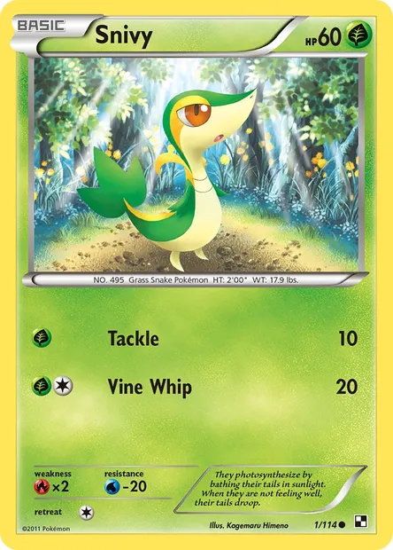 Snivy, Pokémon card BLW 1 — Black & White set