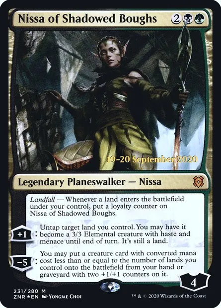 Nissa des branches enténébrées, carte Magic PZNR 231s — extension Zendikar Rising Promos