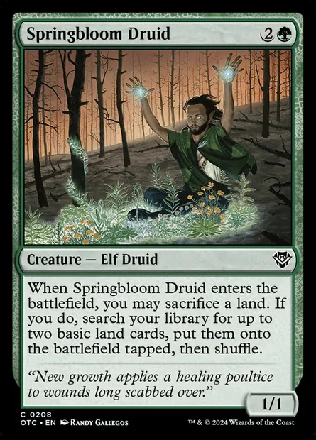 Springbloom Druid, Magic card OTC 208 — Outlaws of Thunder Junction Commander set