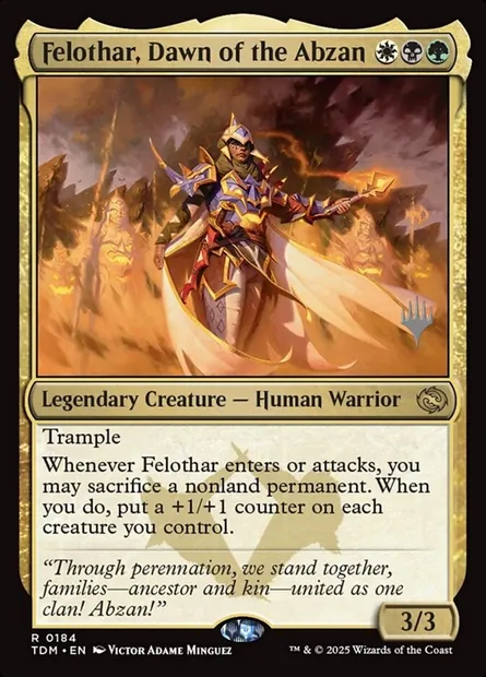 Felothar, Aube des Abzans, carte Magic PTDM 184p — extension Tarkir: Dragonstorm Promos