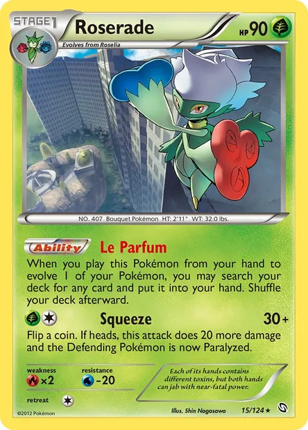 Roserade, Pokémon card DRX 15 — Dragons Exalted set