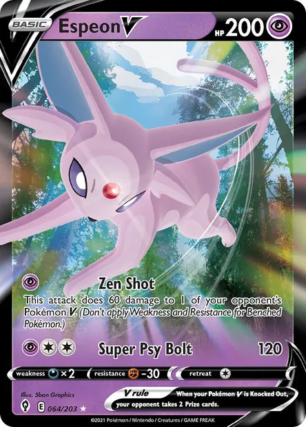 Espeon V, Pokémon card EVS 64 — Evolving Skies set