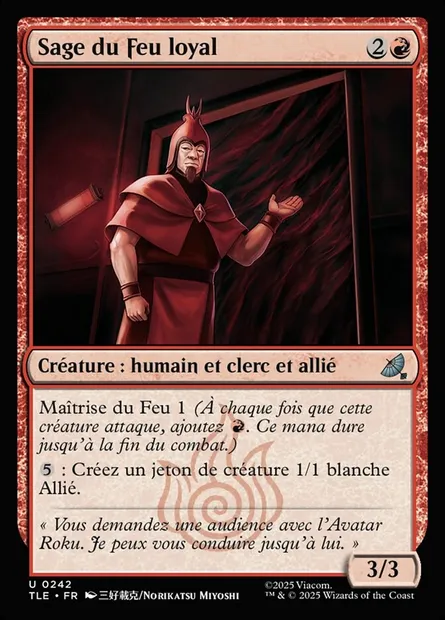 Sage du Feu loyal, carte Magic TLE 242 — extension Avatar: The Last Airbender Eternal
