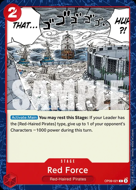 Red Force, One Piece card OP09-021 — EMPERORS IN THE NEW WORLD set
