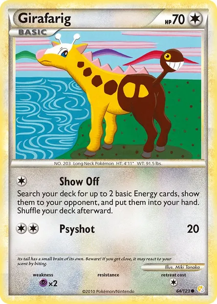 Girafarig, Pokémon card HS 64 — HeartGold SoulSilver set