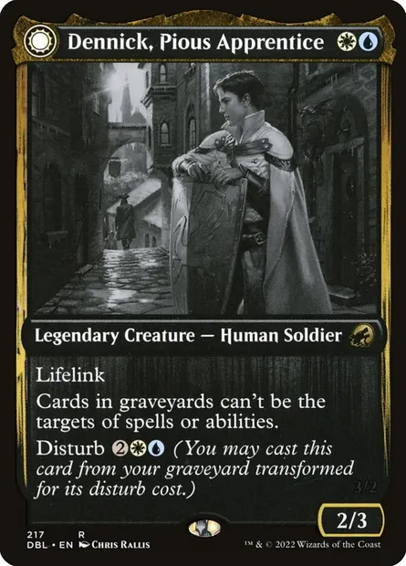 Dennick, Pious Apprentice // Dennick, Pious Apparition, Magic card DBL 217 — Innistrad: Double Feature set
