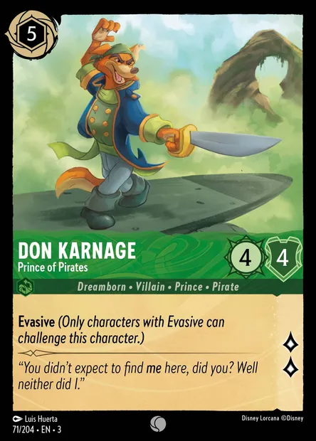 Don Karnage - Prince of Pirates, Disney Lorcana card CH3-071 — Into the Inklands set