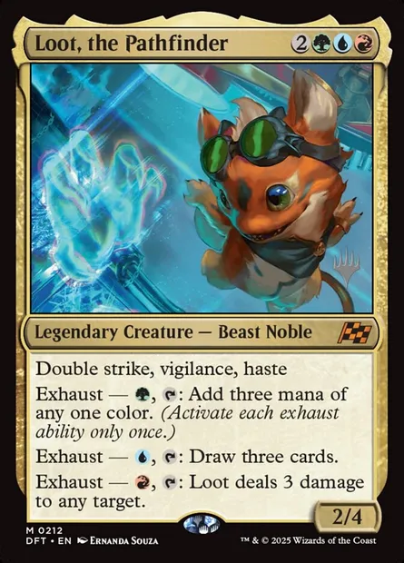 Loot, the Pathfinder, Magic card PDFT 212p — Aetherdrift Promos set