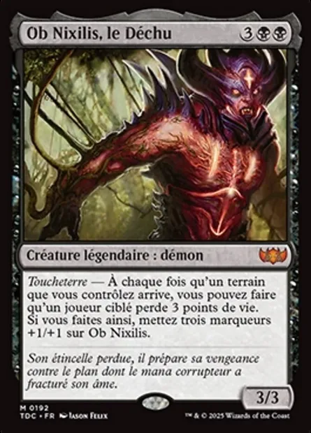 Ob Nixilis, le Déchu, carte Magic TDC 192 — extension Tarkir: Dragonstorm Commander