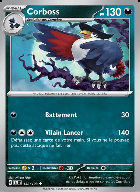 Corboss, carte Pokémon PAL 132 — extension Évolutions à Paldea