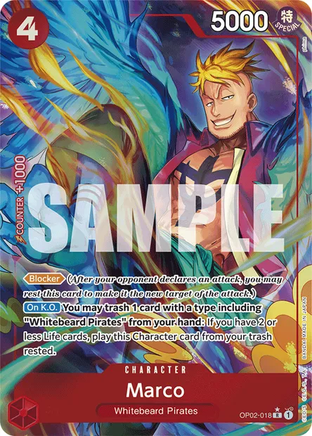 Marco, carte One Piece OP02-018 — extension PARAMOUNT WAR