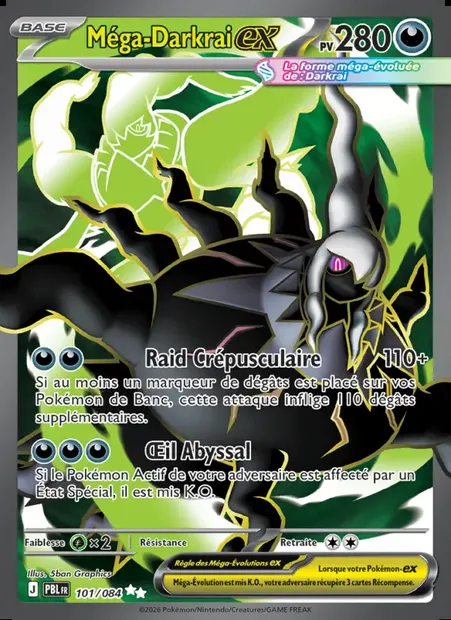 Méga-Darkrai-ex, carte Pokémon PBL 101 — extension Nuit Noire