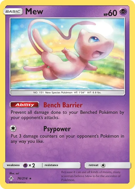 Mew, Pokémon card UNB 76 — Unbroken Bonds set