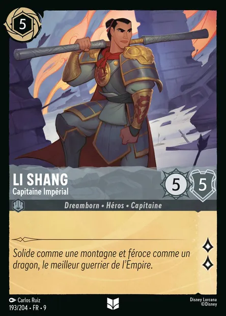 Li Shang - Capitaine Impérial, carte Disney Lorcana CH9-193 — extension Fabuleux
