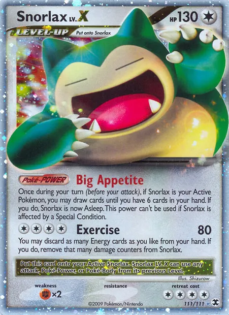 Snorlax LV.X, Pokémon card RR 111 — Rising Rivals set
