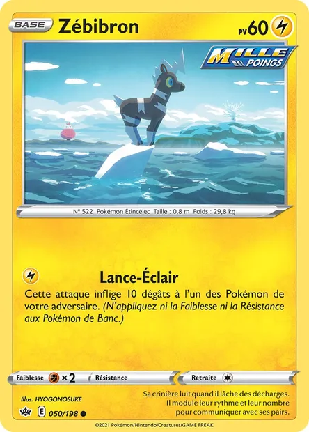 Zébibron, carte Pokémon CRE 50 — extension Règne de Glace