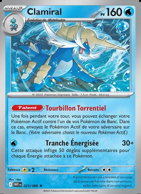 Clamiral, carte Pokémon WHT 023 — extension Flamme Blanche