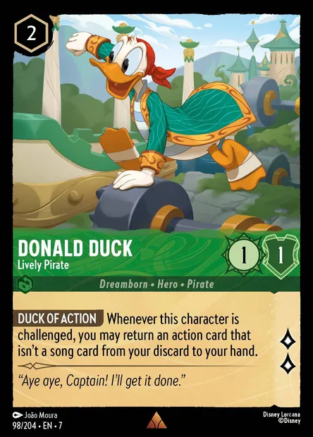 Donald Duck - Lively Pirate, Disney Lorcana card CH7-098 — Archazia's Island set