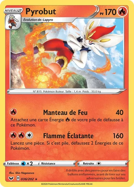 Pyrobut, carte Pokémon SSH 36 — extension Épée et Bouclier