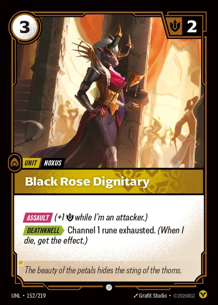 Black Rose Dignitary, Riftbound card UNL 152 — Unleashed set