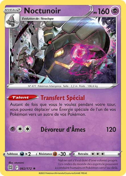 Noctunoir, carte Pokémon BRS 062 — extension Stars Étincelantes