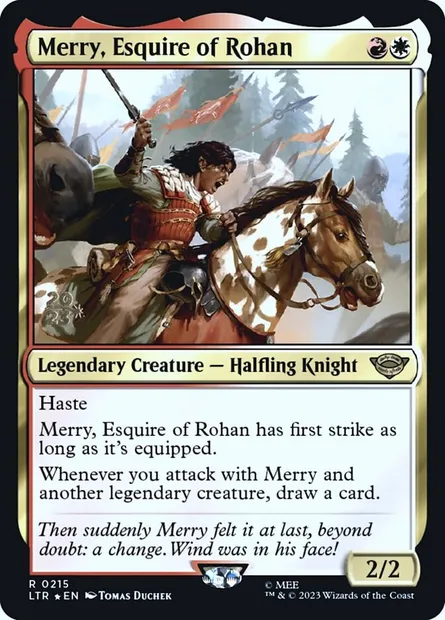 Merry, écuyer du Rohan, carte Magic PLTR 215s — extension Tales of Middle-earth Promos