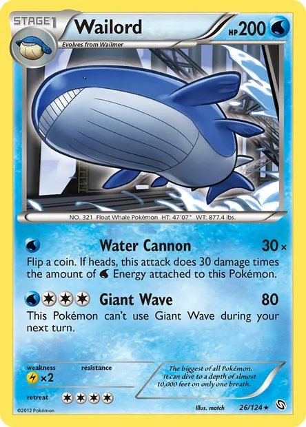 Wailord, Pokémon card DRX 26 — Dragons Exalted set