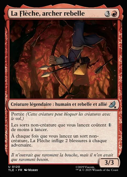 La Flèche, archer rebelle, carte Magic TLE 120 — extension Avatar: The Last Airbender Eternal