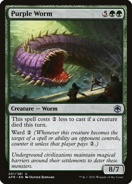 Purple Worm, Magic card AFR 201 — Adventures in the Forgotten Realms set