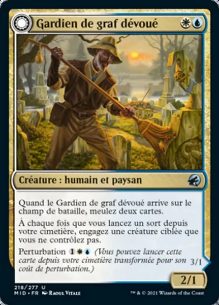 Gardien de graf dévoué // Gardien d'âmes disparu, carte Magic MID 218 — extension Innistrad : chasse de minuit
