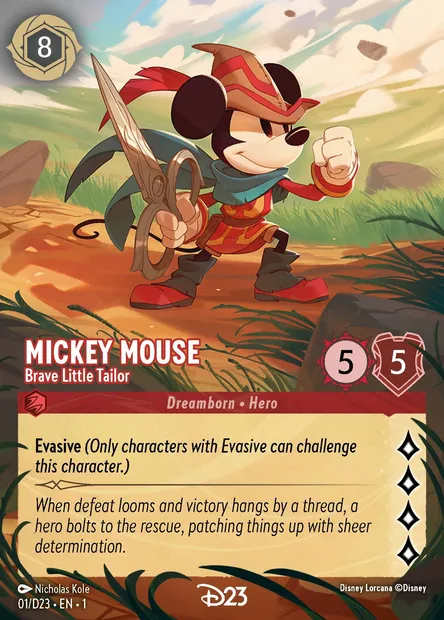 Mickey Mouse - Brave Little Tailor, Disney Lorcana card D23-001 — D23 set