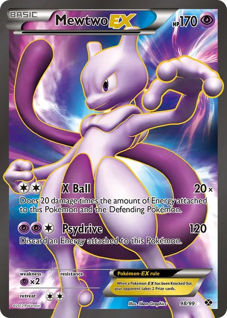 Mewtwo-EX, Pokémon card NXD 98 — Next Destinies set