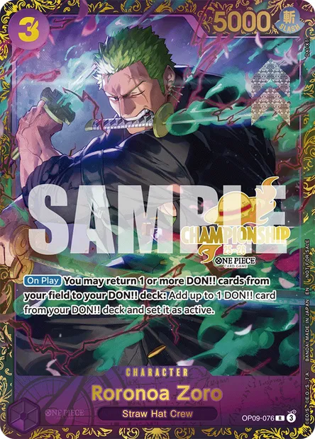 Roronoa Zoro, One Piece card OP09-076 — EMPERORS IN THE NEW WORLD set