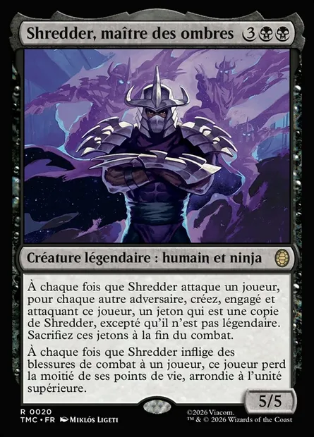 Shredder, maître des ombres, carte Magic TMC 20 — extension Teenage Mutant Ninja Turtles Eternal