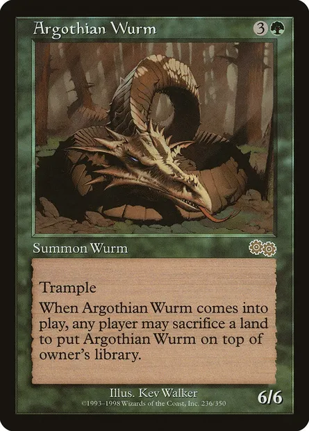 Argothian Wurm, Magic card USG 236 — Urza's Saga set