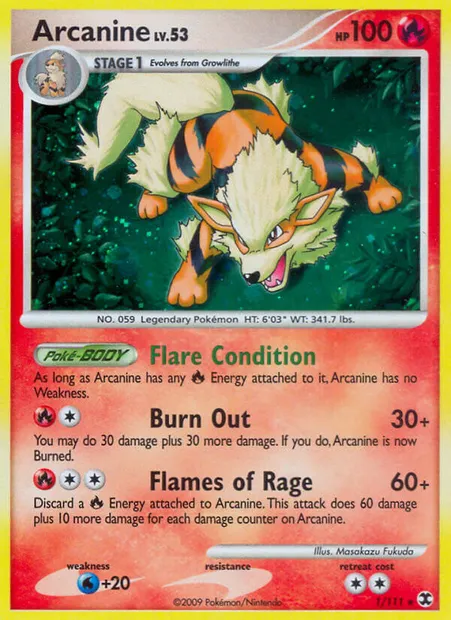 Arcanine, Pokémon card RR 1 — Rising Rivals set