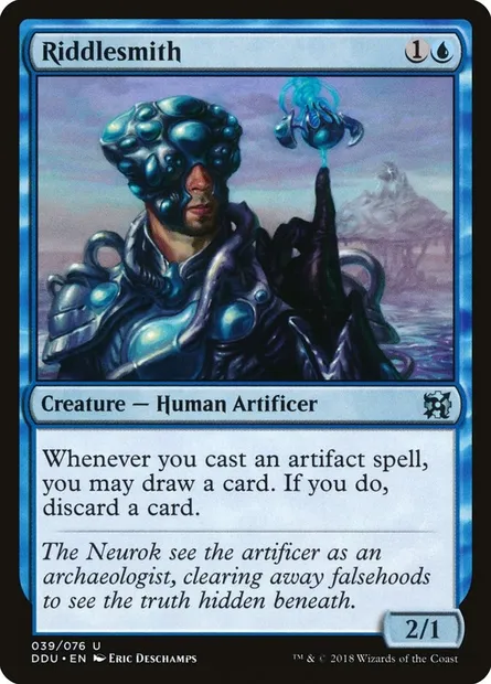 Forgeron d'énigmes, carte Magic DDU 39 — extension Duel Decks: Elves vs. Inventors