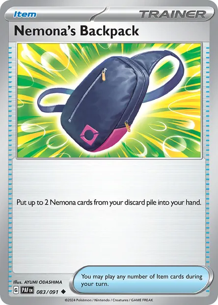 Nemona's Backpack, Pokémon card PAF 083 — Paldean Fates set