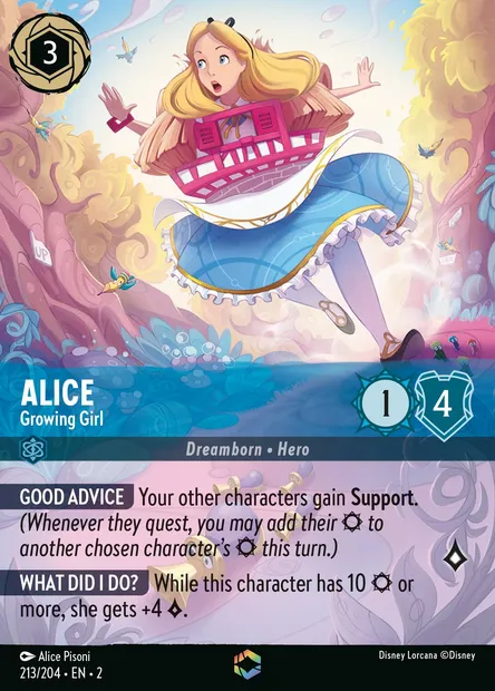 Alice - Growing Girl, Disney Lorcana card CH2-213 — Rise of the Floodborn set